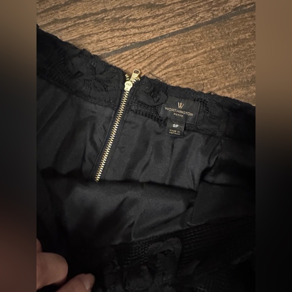 Worthington Black Floral Appliqué Skater Skirt - Picture 2 of 3